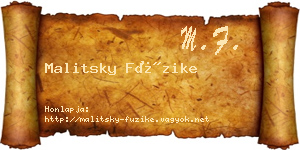 Malitsky Füzike névjegykártya